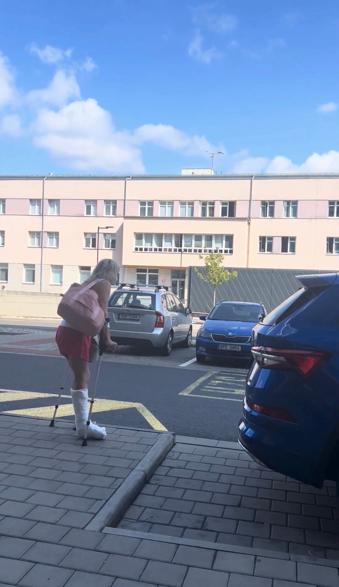 Woman plaster leg video