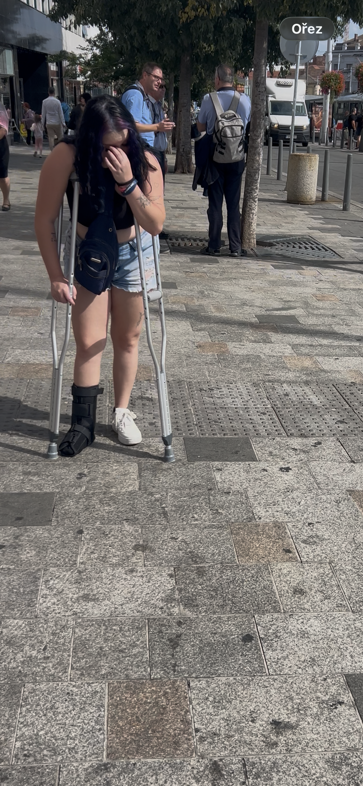 Girl braced ankle crutching video