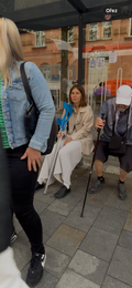 crutches girl tram station video